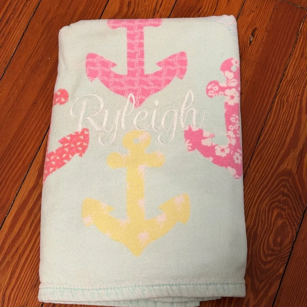 RYLEIGH embroidered personalized 3 beach towels summer anchors tie dye butterfly